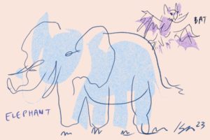 Drawing an elephant with my eyes closed.